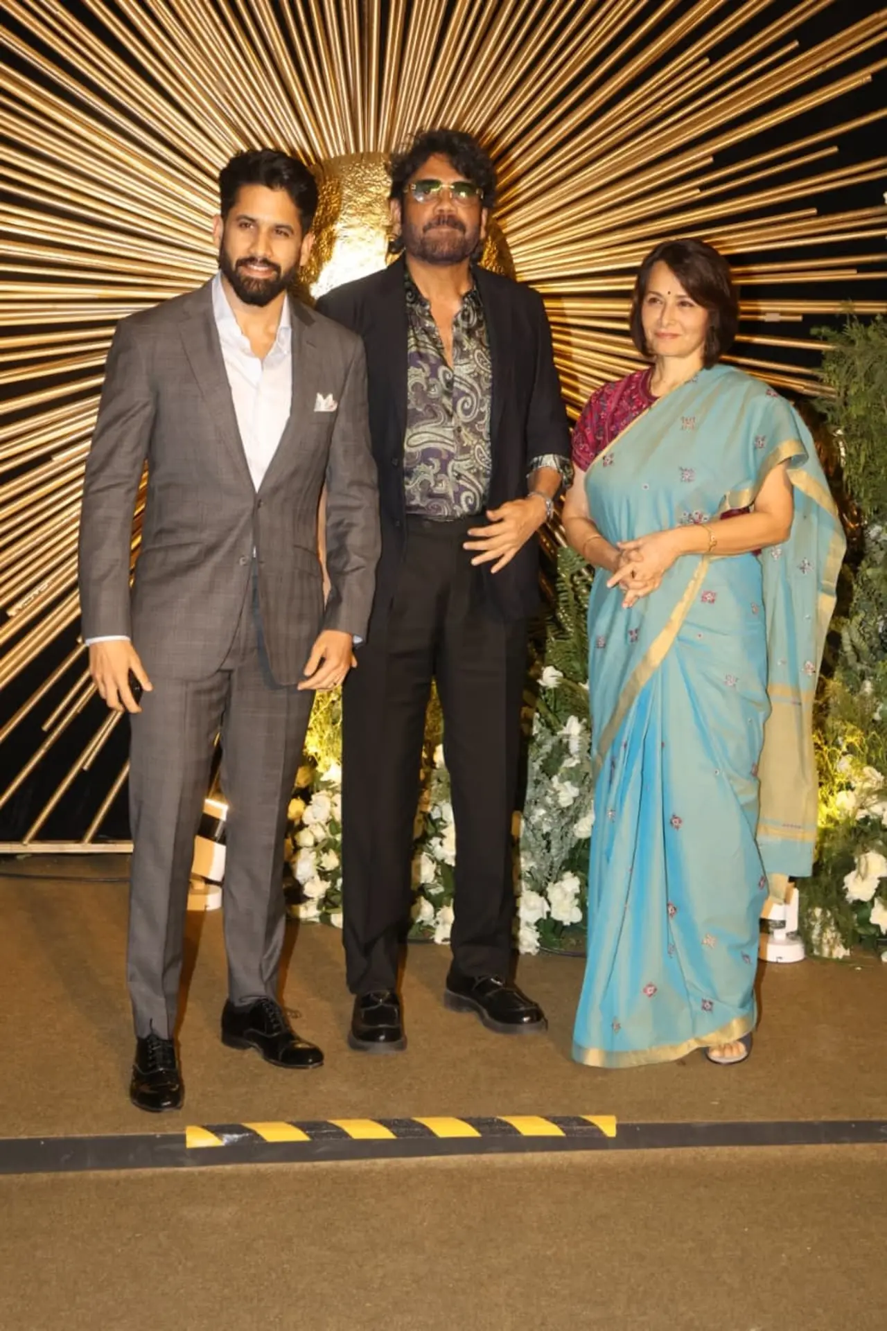 Naga Chaitanya made a stylish appearance with his mom Amala Akkineni and dad Nagarjuna Akkineni. The trio posed warmly for pictures, serving family goals.